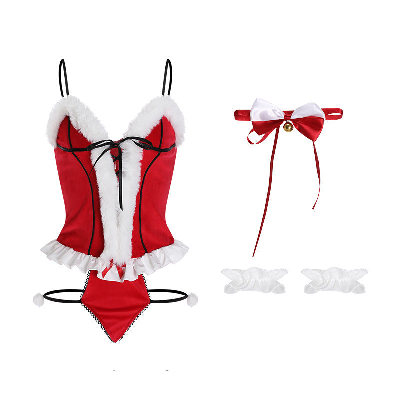 Bow Embroidery Unwrapped Open-Back Teddy Set